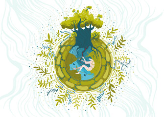 Conceptual vector illustration on ecological and nature protection theme.