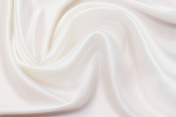 Wall Mural - Silk satin fabric. Ivory. Texture, background, pattern.