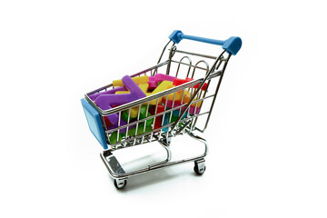 the shopping cart contains numbers and letters.the concept of education