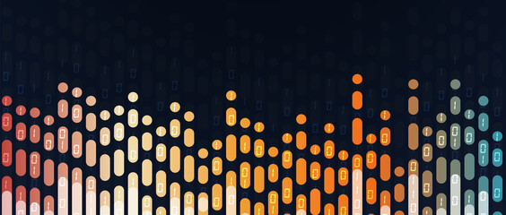 Bytes of binary code run through network. Abstract futuristic technology syberspace