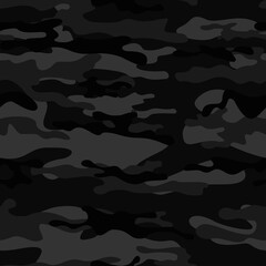 
Vector camouflage texture, black background, military uniform pattern. EPS