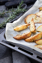 Rosemary Covered Potato Wedges Snack Food
