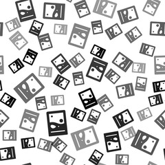 Black Plastic bag of drug icon isolated seamless pattern on white background. Health danger. Vector