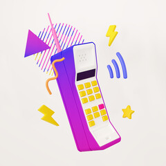 Old mobile phone. Vintage 80's mobile phone. 3d render