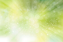 Vector Green, Sparkling Background With Rays, Lights And Stars. Green Abstract Background.