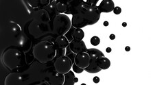 Black Drops Against A White Background. 3D Illustration