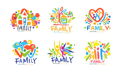 Sticker - Colorful Family Label or Emblem Original Design Vector Set