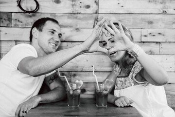 guy and a girl meeting in a city cafe