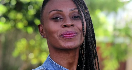 Wall Mural - Confident African woman face smiling, portrait black person