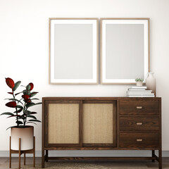 Wall Mural - frame on the cabinet,3d illustration,3d rendering 