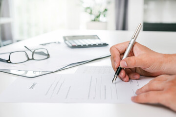 Lawyer, notary public working in the office.