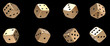 © Levan - Pack Of Modern Golden And Black Casino Dices Isolated On The Black Background. Gambling Concept - 3D Illustration