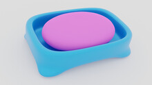 Illustration Of Purple Soap In A Blue Dish Isolated On A White Background