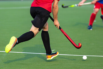 Poster - Close-up on a professional field hockey players