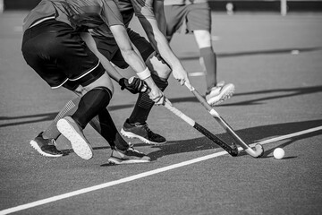 Wall Mural - Close-up on a professional field hockey player.