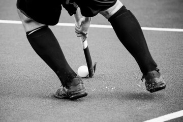 Wall Mural - Close-up on a professional field hockey player.