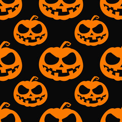 Poster - Pumpkin halloween wallpaper. Vector repeated sample with Jack-o-lantern.