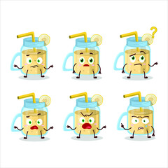 Sticker - Cartoon character of banana smoothie with what expression. Vector illustration