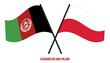 Afghanistan and Poland Flags Crossed And Waving Flat Style. Official Proportion. Correct Colors.