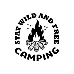 Wall Mural - emblem template with campfire. design element for greeting card, t shirt, poster. vector illustratio