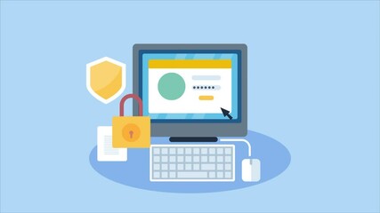 Wall Mural - data security, data protection, digital privacy protection, internet safety, information database, w