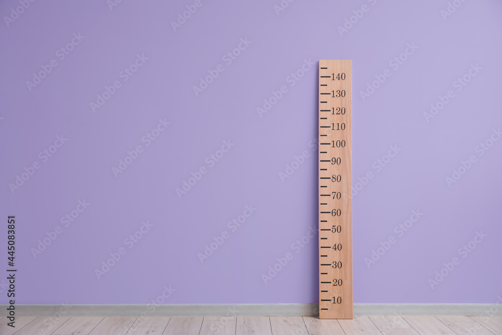 Hauty Ruler Big ruler for height measuring near color wall Stock Photo | Adobe Stock