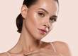 © Utkamandarinka - Beautiful woman face healthy skin closeup beautiful female studio portrait