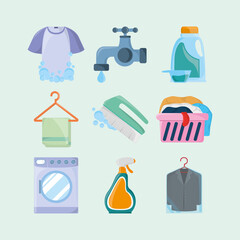 Poster - laundry objects icons