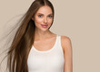 © Utkamandarinka - Beautiful woman with long smooth brunette hair clean beautiful skin