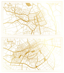  Serres and Sparta Greece City Map Set.