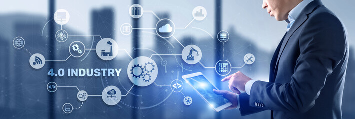 Wall Mural - industry 4.0 - the fourth industrial revolution. business technology concept