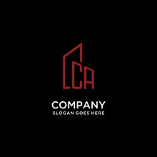 CA Initial Monogram With Building Logo Design