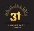31st anniversary design with golden color and firework for anniversary celebration