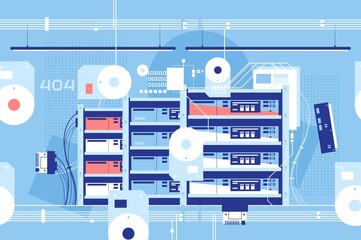 High technology server room with important data