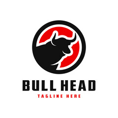 Sticker - bull head circle logo design