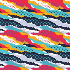 Wall Mural - abstract colorful camouflage wallpaper with polka dots vector seamless pattern