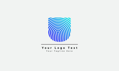 U letter fingerprint logo design template elements. Fingerprint letter U vector template logo. Design with gradient and technology. This graphic is suitable for identification, security, protection.
