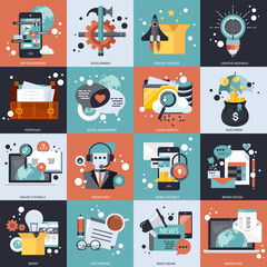 Wall Mural - Business and technology icon set for websites and mobile applications. Flat vector illustration