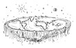 Flat Planet Earth Conspiracy, Vector Cartoon Illustration