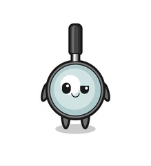 Sticker - magnifying glass cartoon with an arrogant expression