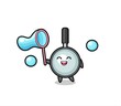 © heriyusuf - happy magnifying glass cartoon playing soap bubble