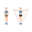 © lioputra - Woman doing Resistance band lateral raises. side raises exercise. Flat vector illustration isolated on white background