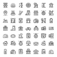 pets hotel icons set. outline set of pets hotel vector icons for web design isolated on white backgr