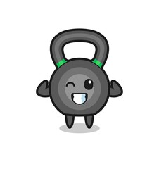 Wall Mural - the muscular kettleball character is posing showing his muscles