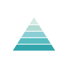 Wall Mural - pyramid infographic template with five charts. triangle data segments. blue layout with 5 levels for