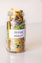 Travel Money In Jar In White