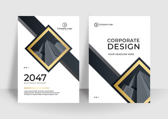 Modern black gold stripe cover design set. Luxury creative gold dynamic diagonal line pattern. Formal premium vector background for business brochure, poster, notebook, menu template