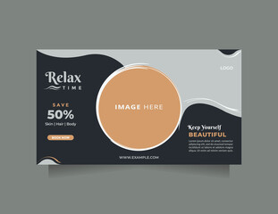 social media banner template for relaxation center, beauty care, cosmetic products, natural product,