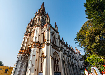 Facade of the Our Lady of Lourdes church in Trichy, Tamil Nadu, India