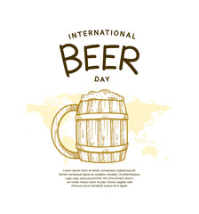 Wall Mural - International Beer Day illustration vector design. Beer glass isolated on white background can be use for party, celebration and festival